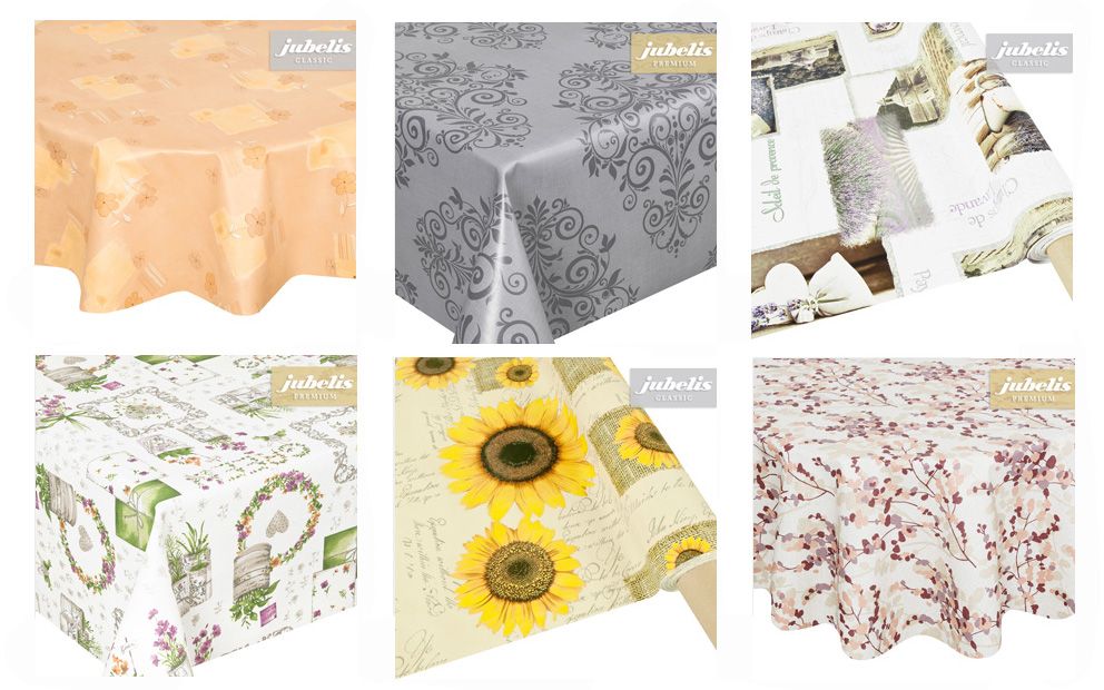 Fleckabweisende Tischdecken in zarten Pastelltönen und wetterfeste Baumwoll-Tischdecken die fleckabweisend sind mit Motivdruck im Provence-Stil